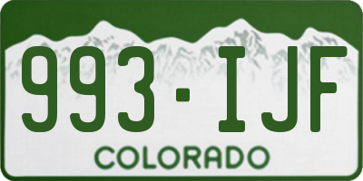 CO license plate 993IJF