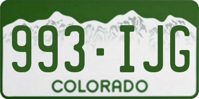 CO license plate 993IJG