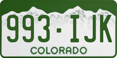 CO license plate 993IJK