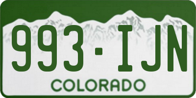CO license plate 993IJN