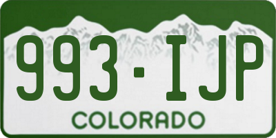CO license plate 993IJP