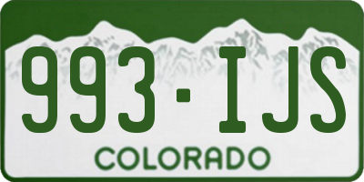CO license plate 993IJS