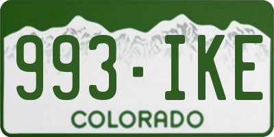 CO license plate 993IKE