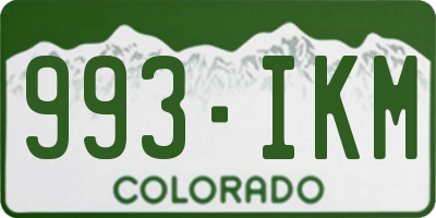 CO license plate 993IKM