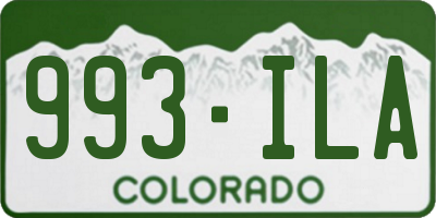 CO license plate 993ILA