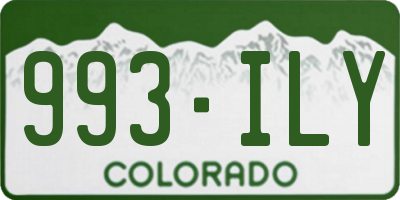 CO license plate 993ILY