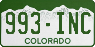 CO license plate 993INC