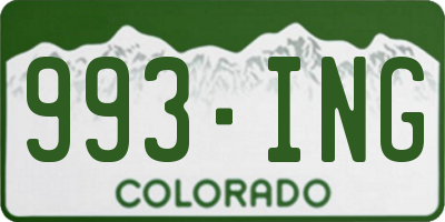 CO license plate 993ING