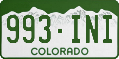 CO license plate 993INI