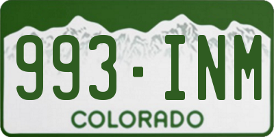 CO license plate 993INM