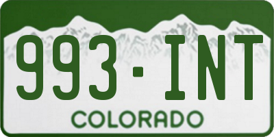 CO license plate 993INT