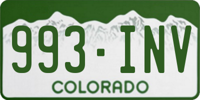 CO license plate 993INV