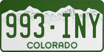 CO license plate 993INY