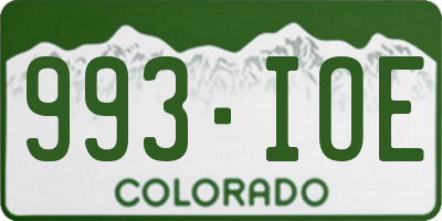 CO license plate 993IOE