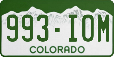 CO license plate 993IOM