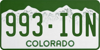 CO license plate 993ION