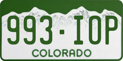 CO license plate 993IOP
