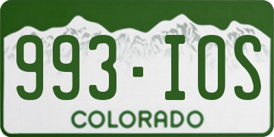 CO license plate 993IOS
