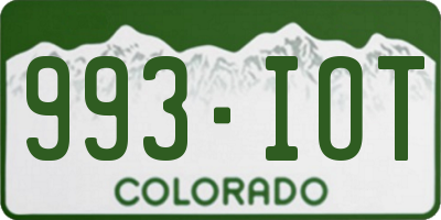 CO license plate 993IOT