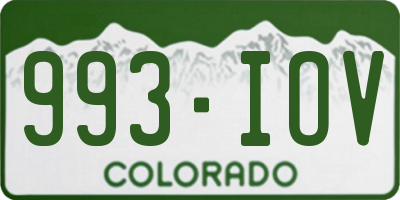 CO license plate 993IOV