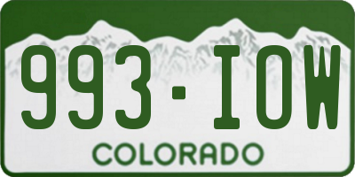 CO license plate 993IOW