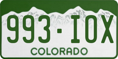 CO license plate 993IOX
