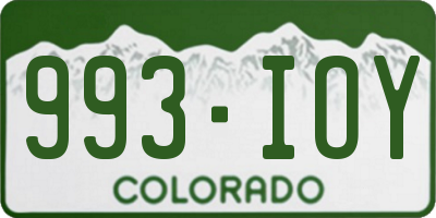 CO license plate 993IOY