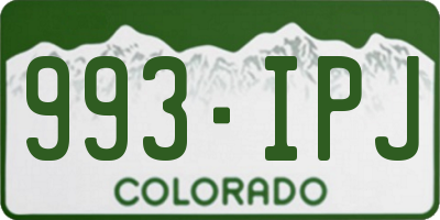 CO license plate 993IPJ