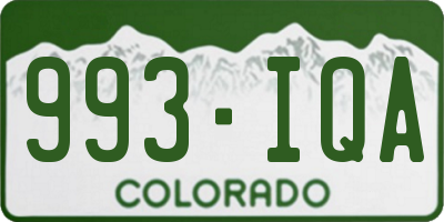 CO license plate 993IQA