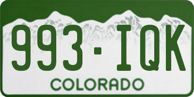 CO license plate 993IQK