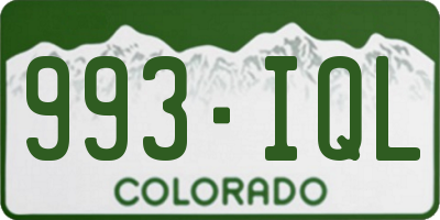 CO license plate 993IQL