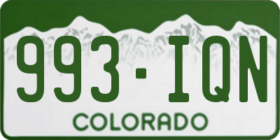 CO license plate 993IQN