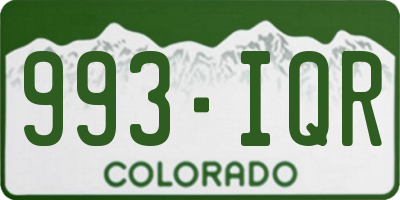 CO license plate 993IQR