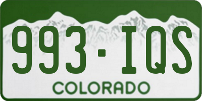 CO license plate 993IQS