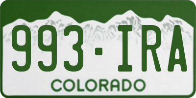 CO license plate 993IRA