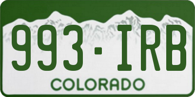 CO license plate 993IRB
