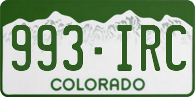 CO license plate 993IRC