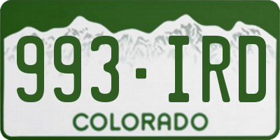 CO license plate 993IRD
