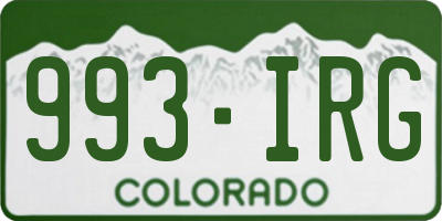 CO license plate 993IRG