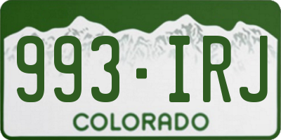 CO license plate 993IRJ