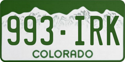 CO license plate 993IRK