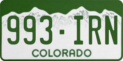 CO license plate 993IRN