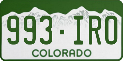 CO license plate 993IRO