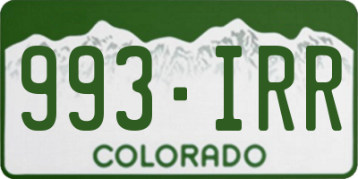 CO license plate 993IRR