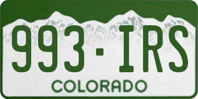 CO license plate 993IRS
