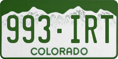CO license plate 993IRT