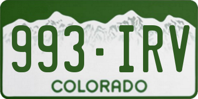 CO license plate 993IRV