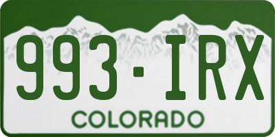 CO license plate 993IRX