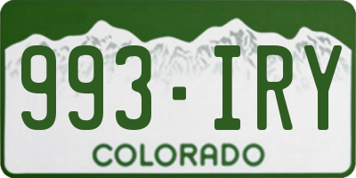 CO license plate 993IRY