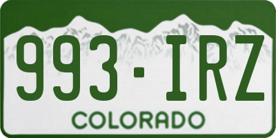 CO license plate 993IRZ
